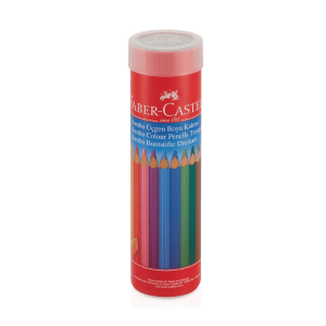 Faber-Castell Jumbo Üçgen Kuru Boya Kalemi – 12 Renk Metal Kutu