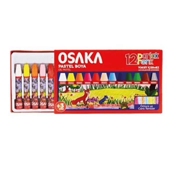 Osaka 12 Renk Pastel Boya – Karton Kutu