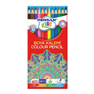Pensan 12 Renk Kuru Boya Kalemi Karton Kutu