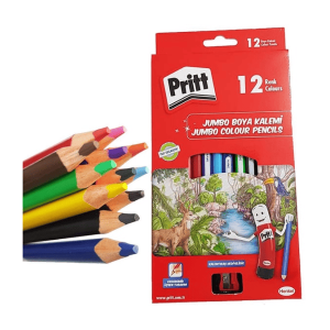 Pritt 12 renk Jumbo Üçgen Kuru Boya Kalemi Karton Kutu
