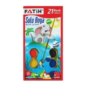 Fatih 21 Renk Suluboya Fırçalı Set - Okul ve Resim Malzemesi